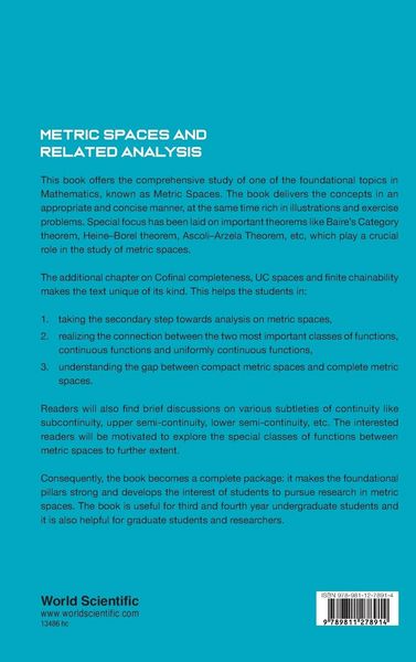 Produktbild: Metric Spaces and Related Analysis