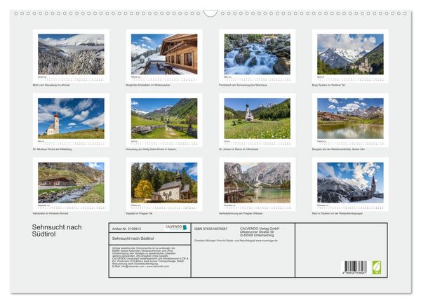 Produktbild: Sehnsucht nach S&uuml;dtirol (Wandkalender 2026 DIN A2 quer), CALVENDO Monatskalender