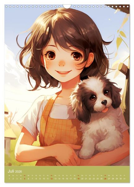 Produktbild: Ein Jahr voller Liebe. Manga-M&auml;dchen und ihre treuen Gef&auml;hrten (Wandkalender 2026 DIN A3 hoch), CALVENDO Monatskalender