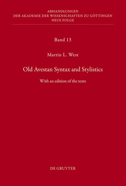Produktbild: Old Avestan Syntax and Stylistics