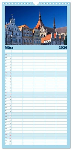 Produktbild: Familienplaner 2026 - Ostseeperle Rostock mit 5 Spalten (Wandkalender, 21 x 45 cm) CALVENDO