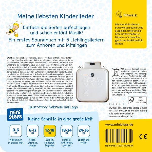 Produktbild: Ministeps: H&ouml;r rein, sing mit! Erste Kinderlieder zum Anh&ouml;ren