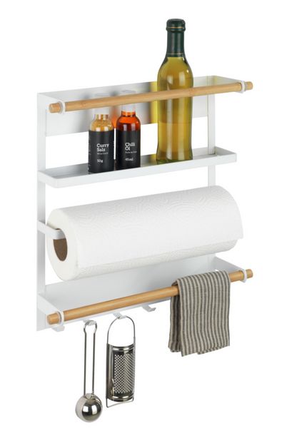 Produktbild: K&uuml;chenregal Mod. Magna Wei&szlig;, mit K&uuml;chenrollenhalterung