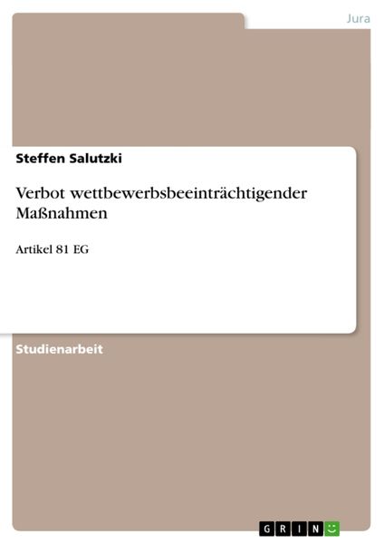 Produktbild: Verbot wettbewerbsbeeintr&auml;chtigender Ma&szlig;nahmen