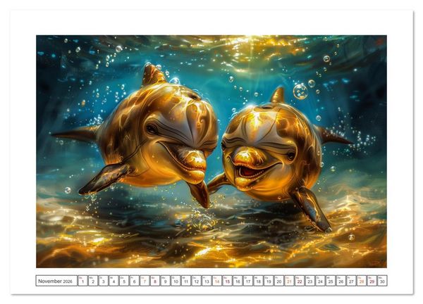 Produktbild: Delfingl&uuml;ck (hochwertiger Premium Wandkalender 2026 DIN A2 quer), Kunstdruck in Hochglanz