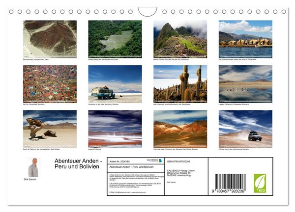 Produktbild: Abenteuer Anden - Peru und Bolivien (Wandkalender 2026 DIN A4 quer), CALVENDO Monatskalender