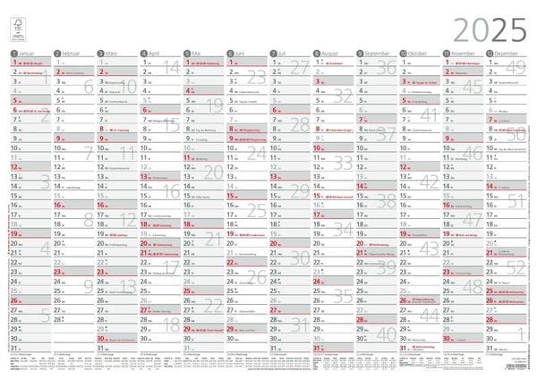 Jahresübersicht A2 12 Monate 1 Stk. plano 2025 - 59,4x42 cm