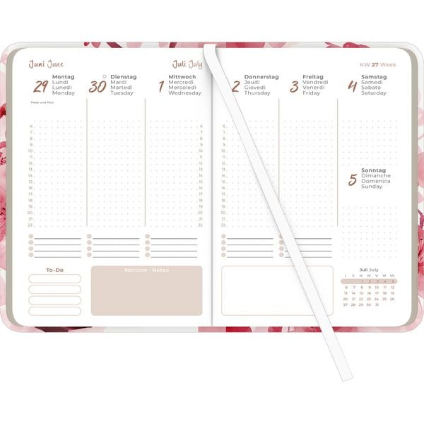 Produktbild: Lady Journal Blossoms 2026 - Blüte - Taschenkalender A6 (10,7x15,2 cm) - Weekly - 192 Seiten - Notiz-Buch - Termin-Planer - Alpha Edition