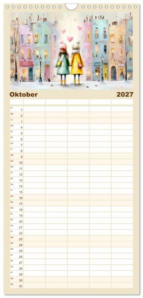 Produktbild: Familienplaner 2027 - Herzensmomente. Beste Freundinnen in Liebe verbunden mit 5 Spalten (Wandkalender, 21 x 45 cm) CALVENDO