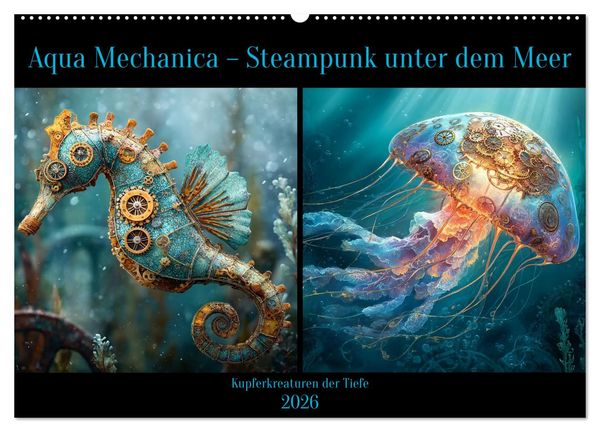 Produktbild: Aqua Mechanica &ndash; Steampunk unter dem Meer (Wandkalender 2026 DIN A2 quer), CALVENDO Monatskalender