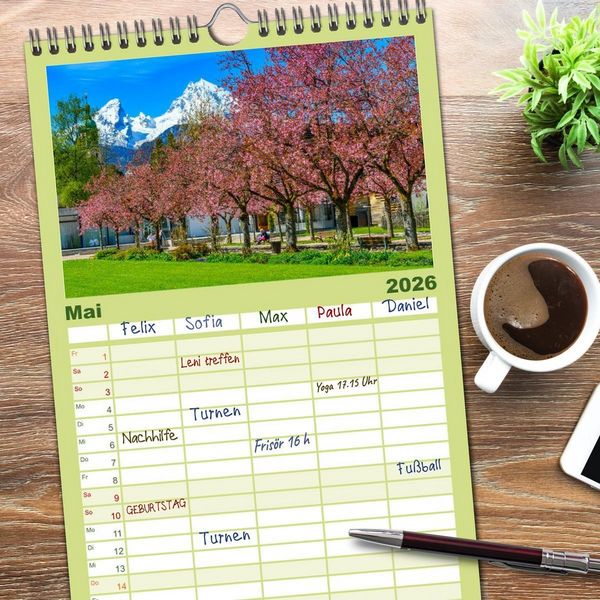 Produktbild: Familienplaner 2026 - Urlaub im Berchtesgadener Land mit 5 Spalten (Wandkalender, 21 x 45 cm) CALVENDO