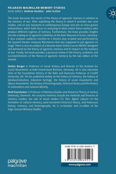 Produktbild: Agonistic Memory and the Legacy of 20th Century Wars in Europe