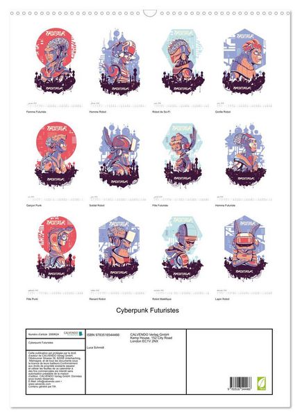 Produktbild: Cyberpunk Futuristes (Calendrier mural 2026 DIN A2 horizontal), CALVENDO calendrier mensuel