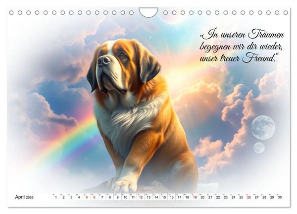 Produktbild: Hunde &uuml;ber der Regenbogenbr&uuml;cke (Wandkalender 2026 DIN A4 quer), CALVENDO Monatskalender