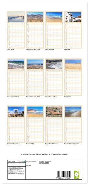 Produktbild: Familienplaner 2026 - Fuerteventura - W&uuml;stenzauber und Meeresrauschen mit 5 Spalten (Wandkalender, 21 x 45 cm) CALVENDO