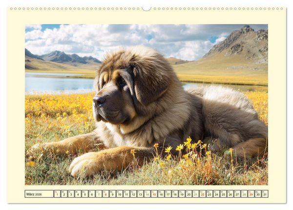 Produktbild: Tibet Mastiffs. Stolze Seelen im Wind der Berge (Wandkalender 2026 DIN A2 quer), CALVENDO Monatskalender