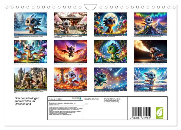 Produktbild: Drachenschwingen: Jahreszeiten im Drachenland (Wandkalender 2026 DIN A4 quer), CALVENDO Monatskalender