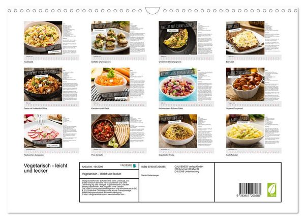 Produktbild: Vegetarisch - leicht und lecker (Wandkalender 2026 DIN A3 quer), CALVENDO Monatskalender