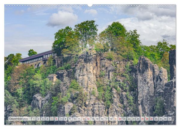 Produktbild: S&auml;chsische Schweiz - Wandern durch das Elbsandsteingebirge (hochwertiger Premium Wandkalender 2026 DIN A2 quer), Kunstdruck in Hochglanz