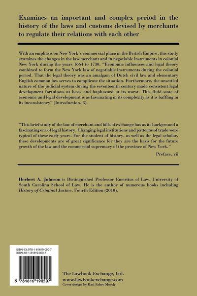 Produktbild: The Law Merchant and Negotiable Instruments in Colonial New York, 1664 to 1730