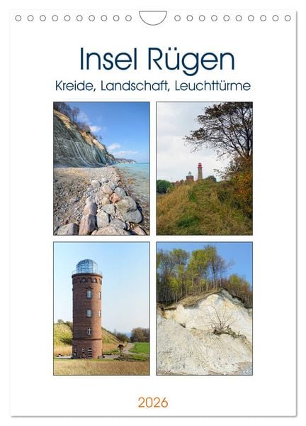Produktbild: Insel R&uuml;gen - Kreide, Landschaft, Leuchtt&uuml;rme (Wandkalender 2026 DIN A4 hoch), CALVENDO Monatskalender