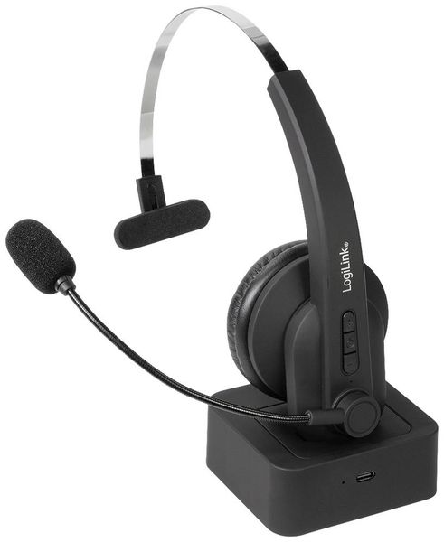 LogiLink BT0059 Telefon On Ear Headset Bluetooth® Mono Schwarz