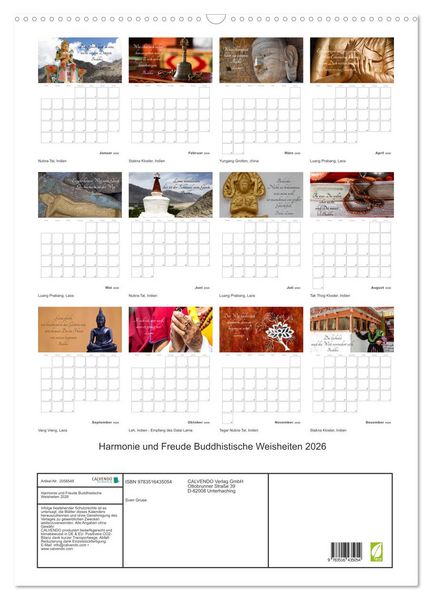 Produktbild: Harmonie und Freude Buddhistische Weisheiten 2026 (Wandkalender 2026 DIN A2 hoch), CALVENDO Monatskalender