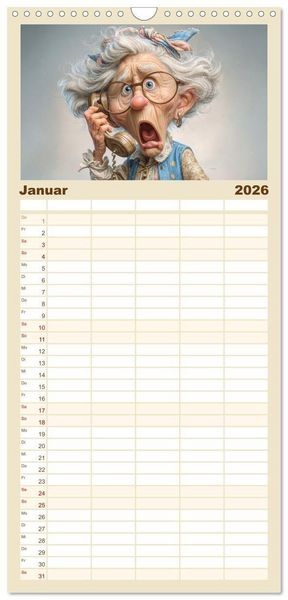 Produktbild: Familienplaner 2026 - Oma macht jetzt Sonderschicht mit 5 Spalten (Wandkalender, 21 x 45 cm) CALVENDO