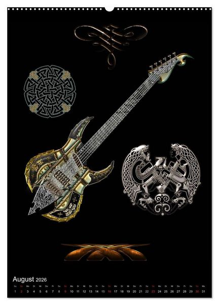 Produktbild: Heroische Gitarren (hochwertiger Premium Wandkalender 2026 DIN A2 hoch), Kunstdruck in Hochglanz