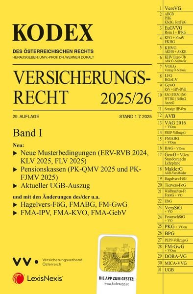 Produktbild: KODEX Versicherungsrecht Band I 2025/26 - inkl. App