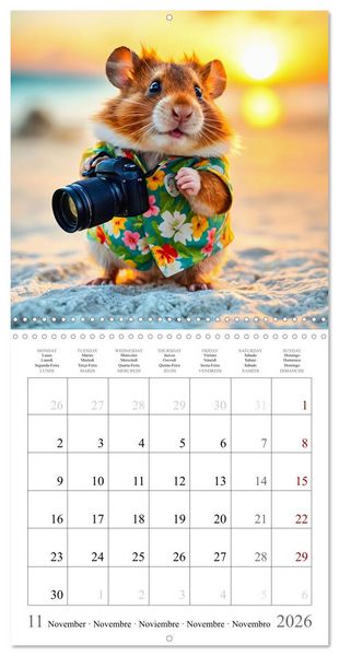 Produktbild: On holiday with AI hamsters (Wall Calendar 2026 12 &times; 12 Inch) CALVENDO 12 Month Wall Calendar