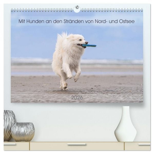 Produktbild: Mit Hunden an den Str&auml;nden von Nord- und Ostsee (hochwertiger Premium Wandkalender 2026 DIN A2 quer), Kunstdruck in Hochglanz