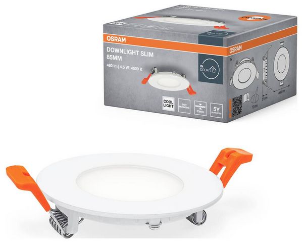 Produktbild: OSRAM HOMELIGHTING 4099854445064 Downlight Slim 85mm 4.5W 4000K LED-Deckenleuchte 4.50 W Wei&szlig;