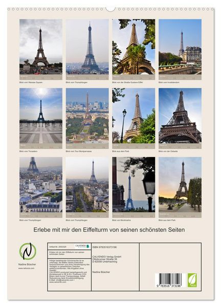 Produktbild: Erlebe mit mir den Eiffelturm von seinen sch&ouml;nsten Seiten (hochwertiger Premium Wandkalender 2026 DIN A2 hoch), Kunstdruck in Hochglanz