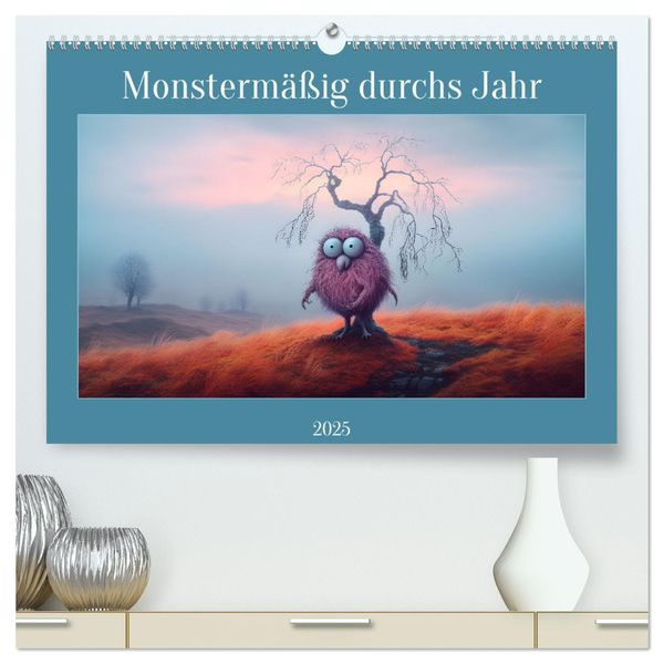 Monstermäßig durchs Jahr (hochwertiger Premium Wandkalender 2025 DIN A2 quer), Kunstdruck in Hochglanz