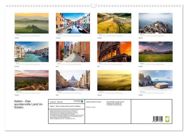 Produktbild: Italien - Das wundervolle Land im S&uuml;den. (Wandkalender 2026 DIN A2 quer), CALVENDO Monatskalender