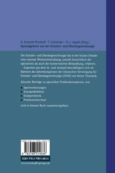 Produktbild: Spezialgebiete aus der Schulter- und Ellenbogenchirurgie