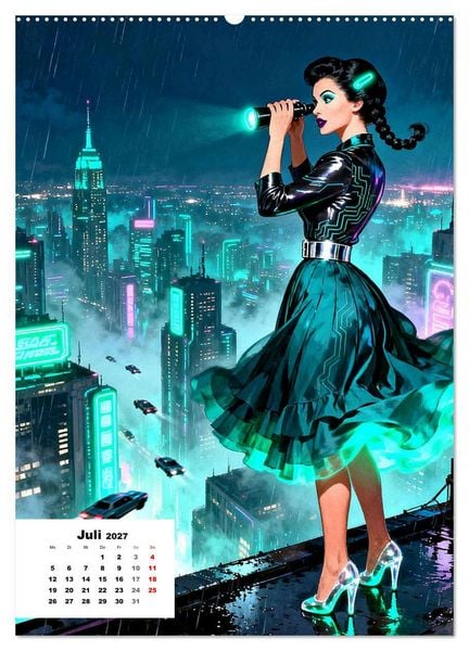 Produktbild: Neon-Girls (Wandkalender 2027 DIN A2 hoch), CALVENDO Monatskalender
