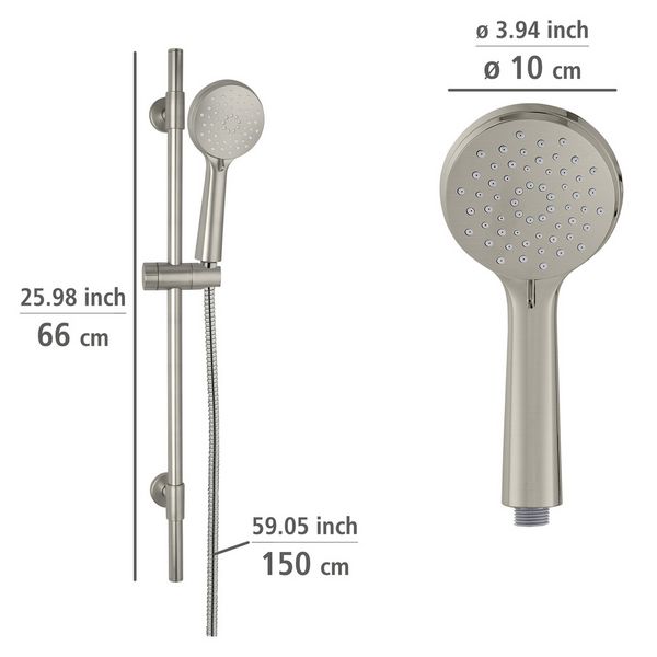 Produktbild: Brauseset Mod. Young Edelstahl geb&uuml;rstet, L&auml;nge Stange: 66 cm