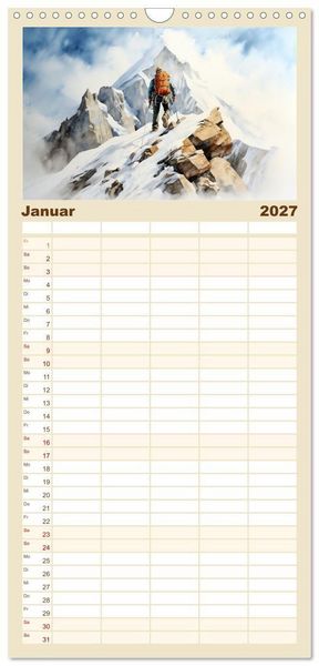 Produktbild: Familienplaner 2027 - Die Magie der Bergwelt mit 5 Spalten (Wandkalender, 21 x 45 cm) CALVENDO
