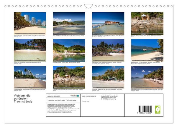 Produktbild: Vietnam, die sch&ouml;nsten Traumstr&auml;nde (Wandkalender 2026 DIN A3 quer), CALVENDO Monatskalender