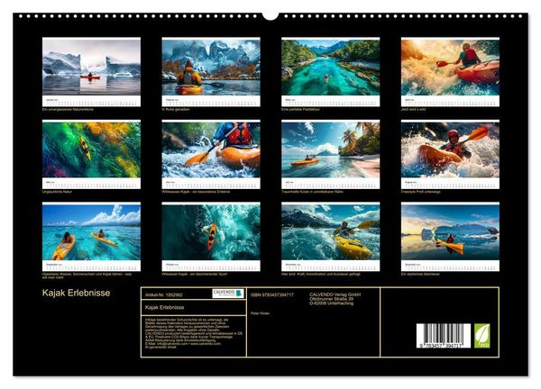 Produktbild: Kajak Erlebnisse (hochwertiger Premium Wandkalender 2026 DIN A2 quer), Kunstdruck in Hochglanz
