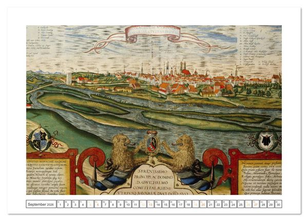 Produktbild: M&uuml;nchen: In alten Stichen und Zeichnungen (hochwertiger Premium Wandkalender 2026 DIN A2 quer), Kunstdruck in Hochglanz
