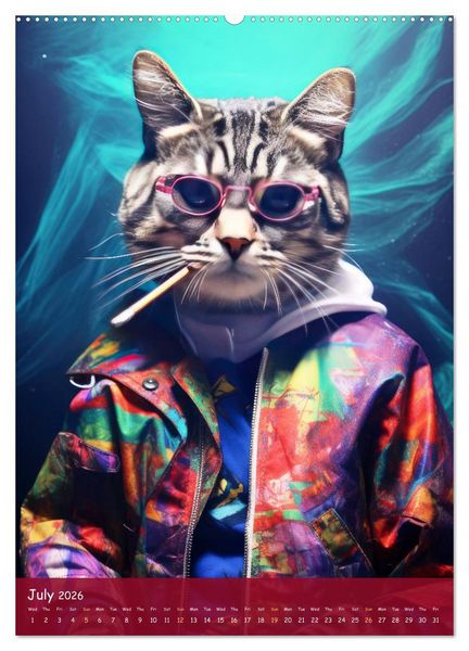 Produktbild: Crazy gangster cats (Wall Calendar 2026 DIN A2 portrait), CALVENDO 12 Month Wall Calendar