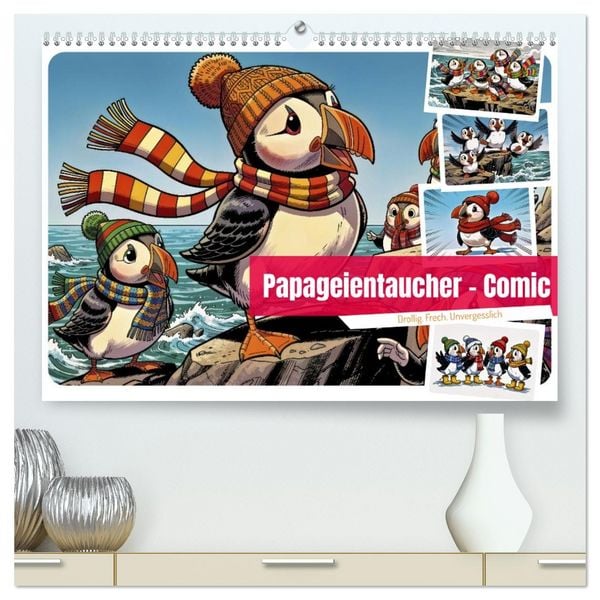 Produktbild: Papageientaucher - Comic (hochwertiger Premium Wandkalender 2027 DIN A2 quer), Kunstdruck in Hochglanz