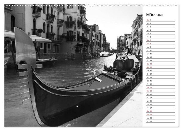 Produktbild: Venedig schwarz-wei&szlig; (Wandkalender 2026 DIN A2 quer), CALVENDO Monatskalender