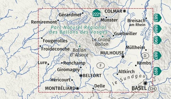 Produktbild: KOMPASS Wanderkarten-Set 2222 Elsass, Vogesen S&uuml;d / Alsace, Vosges du Sud, Colmar, M&uuml;lhausen / Mulhouse (2 Karten) 1:50.000