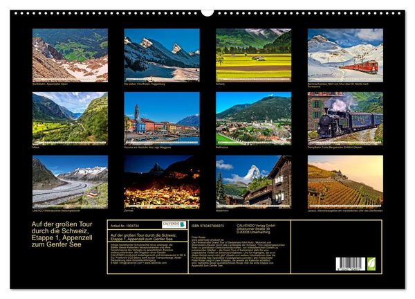 Produktbild: Auf der gro&szlig;en Tour durch die Schweiz, Etappe 1, Appenzell zum Genfer See (Wandkalender 2026 DIN A2 quer), CALVENDO Monatskalender