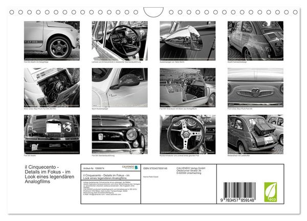 Produktbild: il Cinquecento - Details im Fokus - im Look eines legend&auml;ren Analogfilms (Wandkalender 2026 DIN A4 quer), CALVENDO Monatskalender