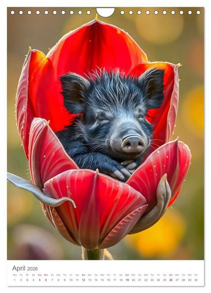 Produktbild: Forest babies asleep in flowers (Wall Calendar 2026 DIN A4 portrait), CALVENDO 12 Month Wall Calendar